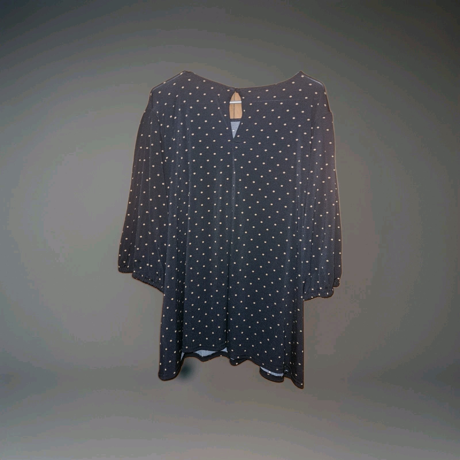 Nwt Nordstrom Women's Plus Size Blouse Size 3x Black With Gold Polkadots — image 2 of 2